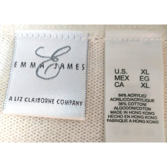 Emma James Sweater Pullover Mock Neck Embroidered Flowers & Beads Ivory - XL - Picture 9 of 9